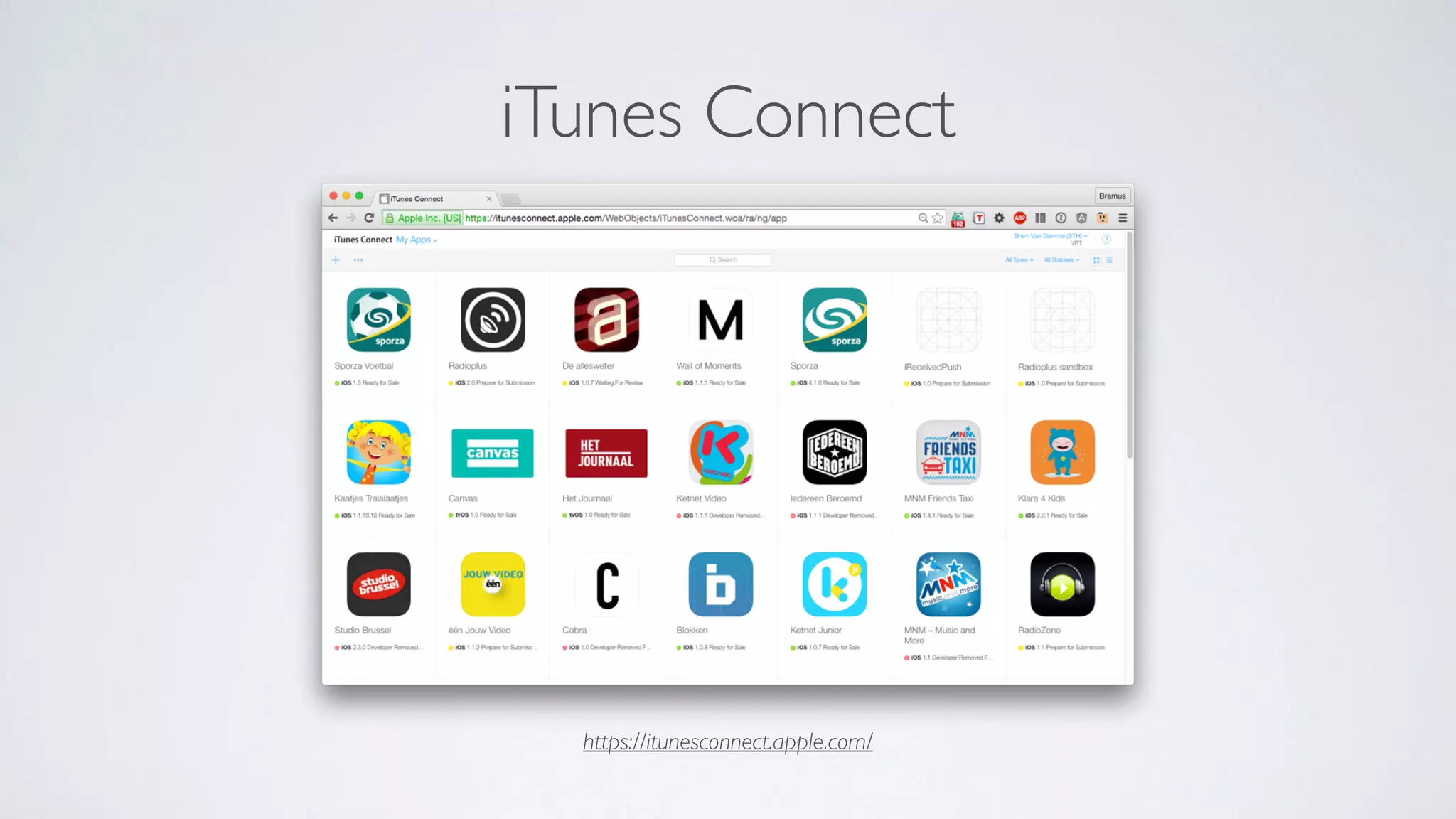 https://itunesconnect.apple.com/
iTunes Connect
 