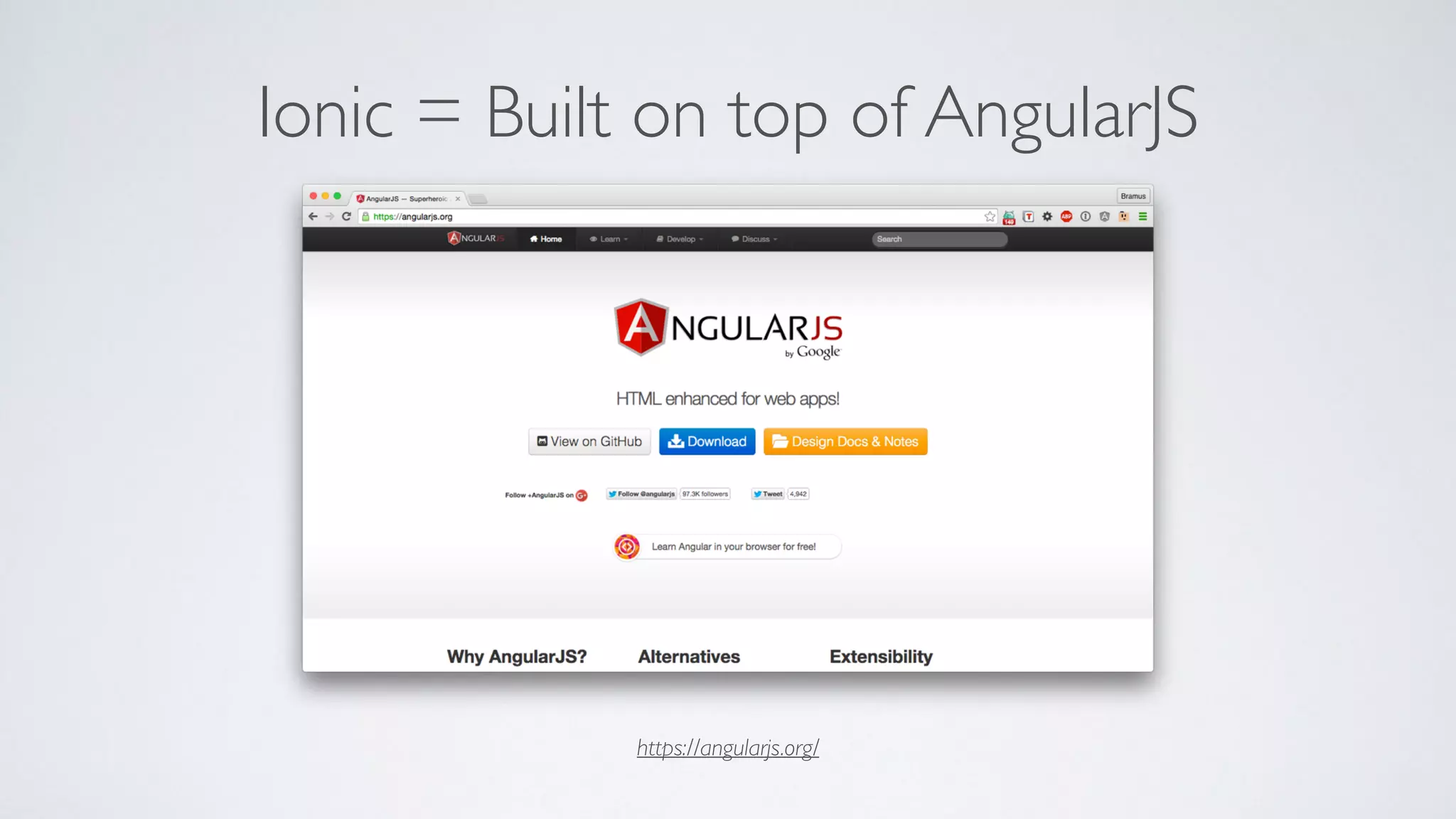 Ionic = Built on top of AngularJS
https://angularjs.org/
 