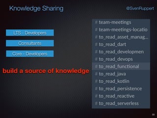 33
@SvenRuppertKnowledge Sharing
Consultants
LTS - Developers
Core - Developers
build a source of knowledge
 