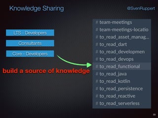 33
@SvenRuppertKnowledge Sharing
Consultants
LTS - Developers
Core - Developers
build a source of knowledge
 