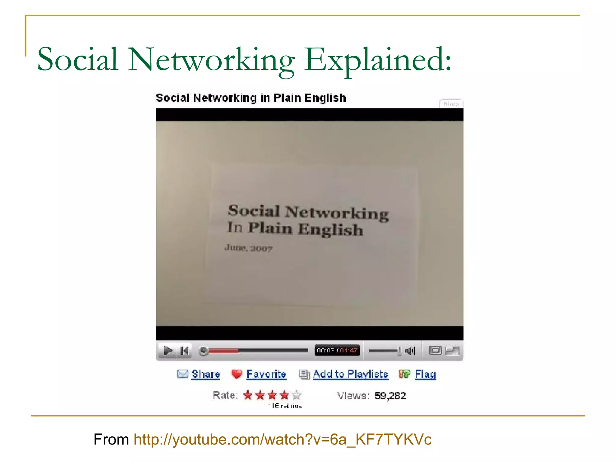 Social Networking Explained: From  http:// youtube.com/watch?v =6a_KF7TYKVc 