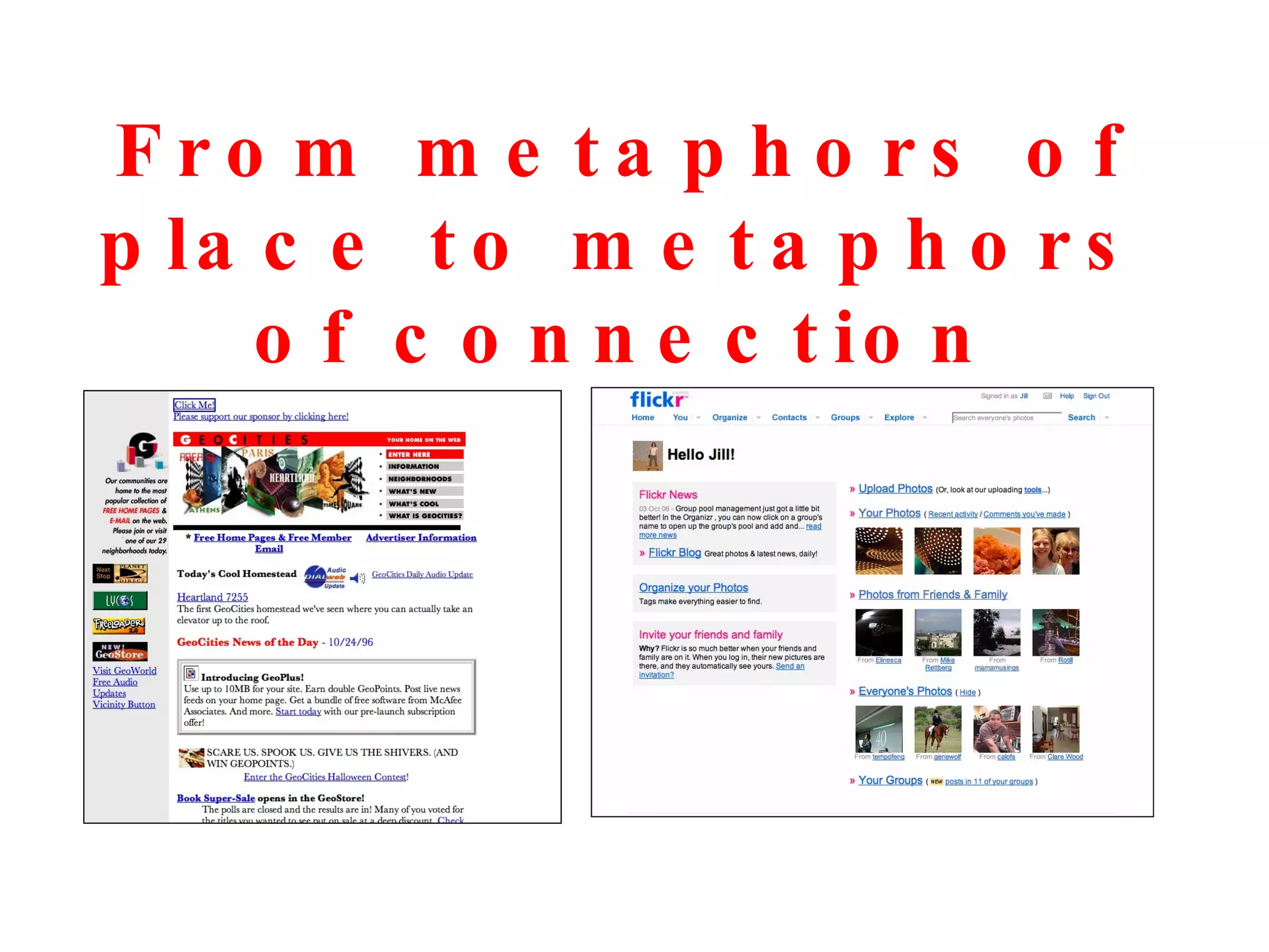 From metaphors of place to metaphors of connection 