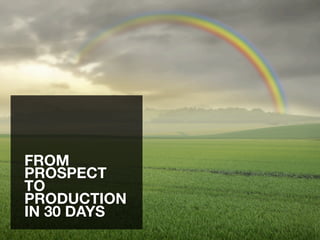 FROM
PROSPECT
TO
PRODUCTION
IN 30 DAYS
 