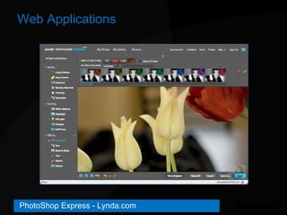 Web Applications <ul><li>PhotoShop Express - Lynda.com </li></ul>