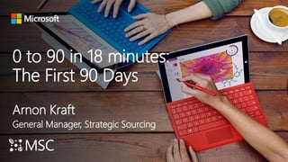 0 to 90 in 18 minutes:
The First 90 Days
Arnon Kraft
General Manager, Strategic Sourcing
 