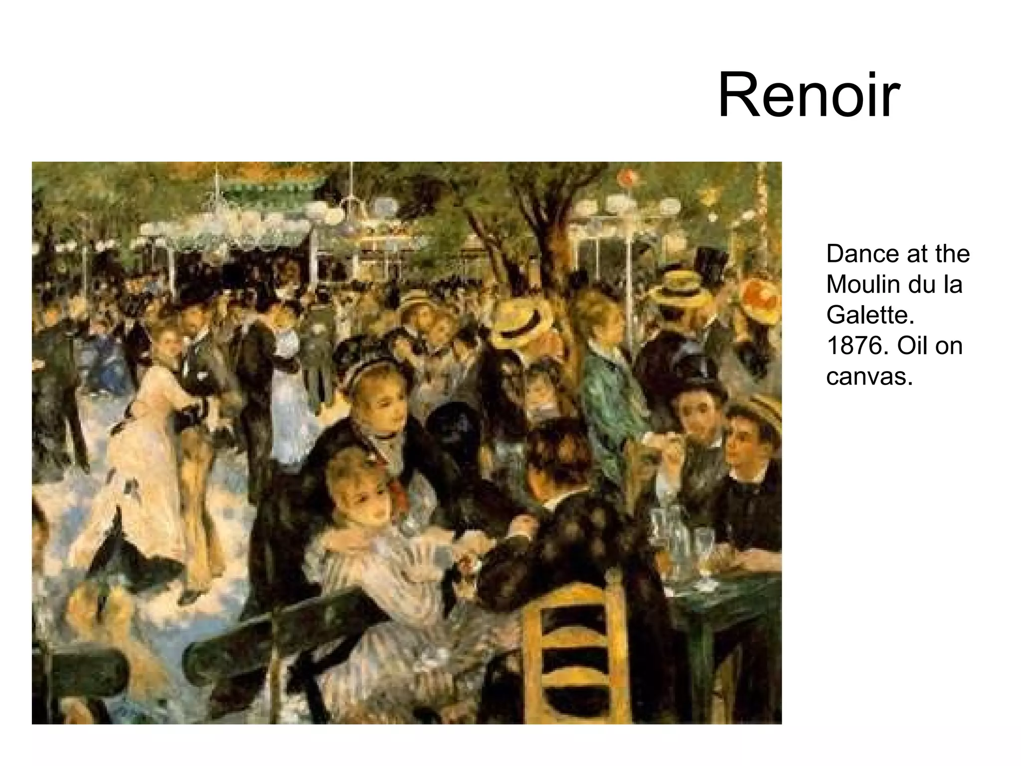 Renoir Dance at the Moulin du la Galette. 1876. Oil on canvas. 