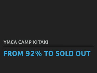 FROM 92% TO SOLD OUT
YMCA CAMP KITAKI
 