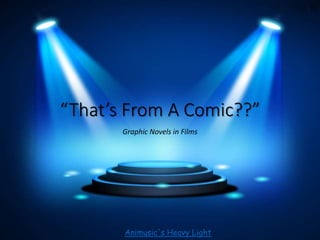 “That’s From A Comic??”
Graphic Novels in Films
Animusic's Heavy Light
 
