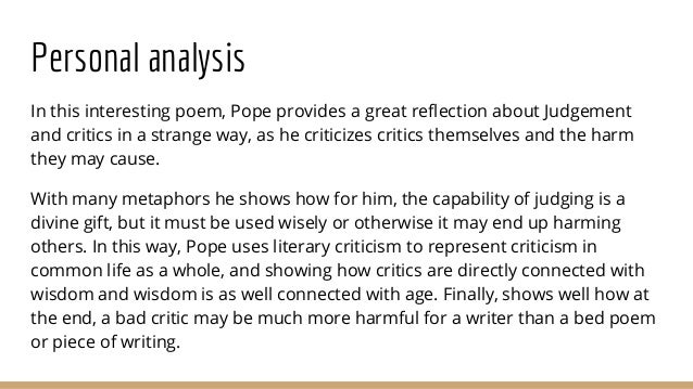 an essay on criticism analysis