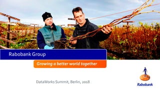Growing a better world together
Rabobank Group
DataWorks Summit, Berlin, 2018
 