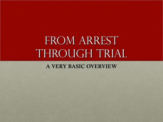From arrest through trial A VERY BASIC OVERVIEW 