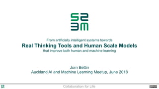 Collaboration for Life
From artificially intelligent systems towards  
Real Thinking Tools and Human Scale Models  
that improve both human and machine learning
Jorn Bettin
Auckland AI and Machine Learning Meetup, June 2018
 