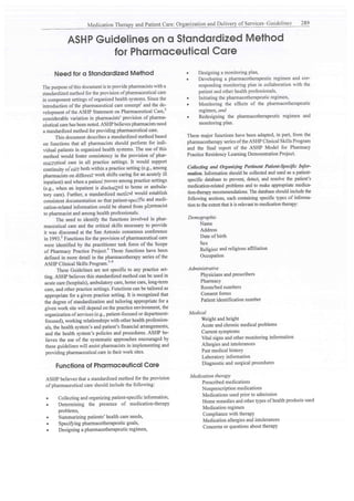 From ashp guidelines on standardized method for pharmaceutical care | PDF