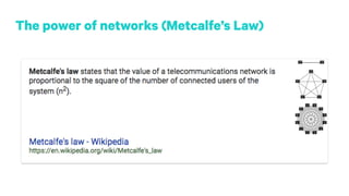 The power of networks (Metcalfe’s Law)
 