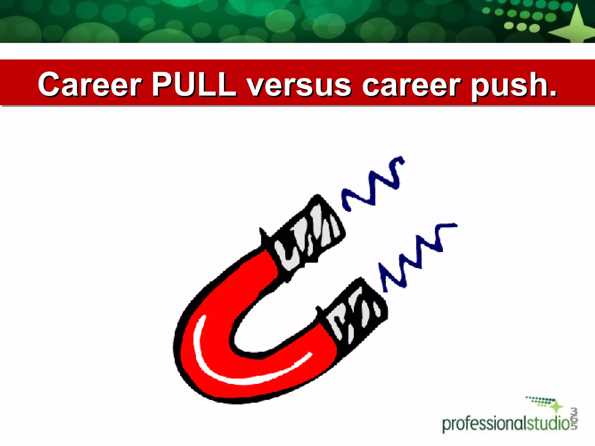 Career PULL versus career push.Career PULL versus career push.Career PULL versus career push.Career PULL versus career push.
 