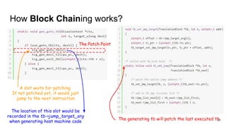 How Block Chaining works?
A slot waits for patching.
If not patched yet, it would just
jump to the next instruction
The location of this slot would be
recorded in the tb->jump_target_arg
when generating host machine code
The generating tb will patch the last executed tb24
The Patch Point
 