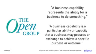@trondhjort
“A business capability
represents the ability for a
business to do something.”
Source: The Open Group 2016 in G161, ‘Open Group Guide: Business Capabilities‘
“A business capability is a
particular ability or capacity
that a business may possess or
exchange to achieve a specific
purpose or outcome.”
 