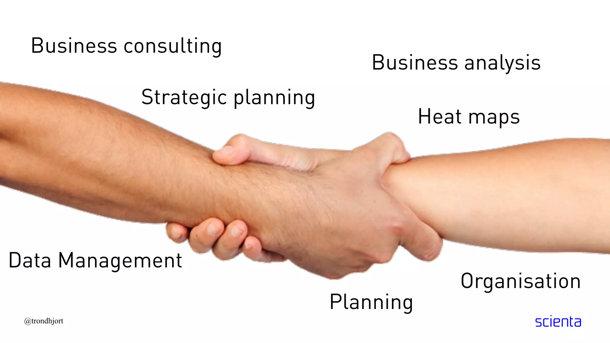 @trondhjort
Business consulting
Business analysis
Strategic planning
Heat maps
Data Management
Organisation
Planning
 
