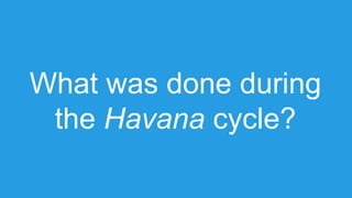What was done during
the Havana cycle?

 
