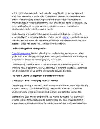 From Chaos to Order: How Effective Crowd Management Prevents Disasters ...