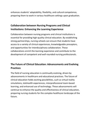 From Classroom to Clinic: Practical Experiences in Nursing Education | PDF