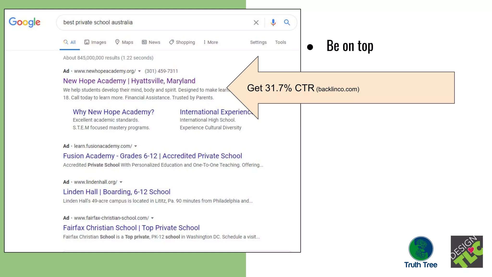 ● Be on top
Get 31.7% CTR (backlinco.com)
 