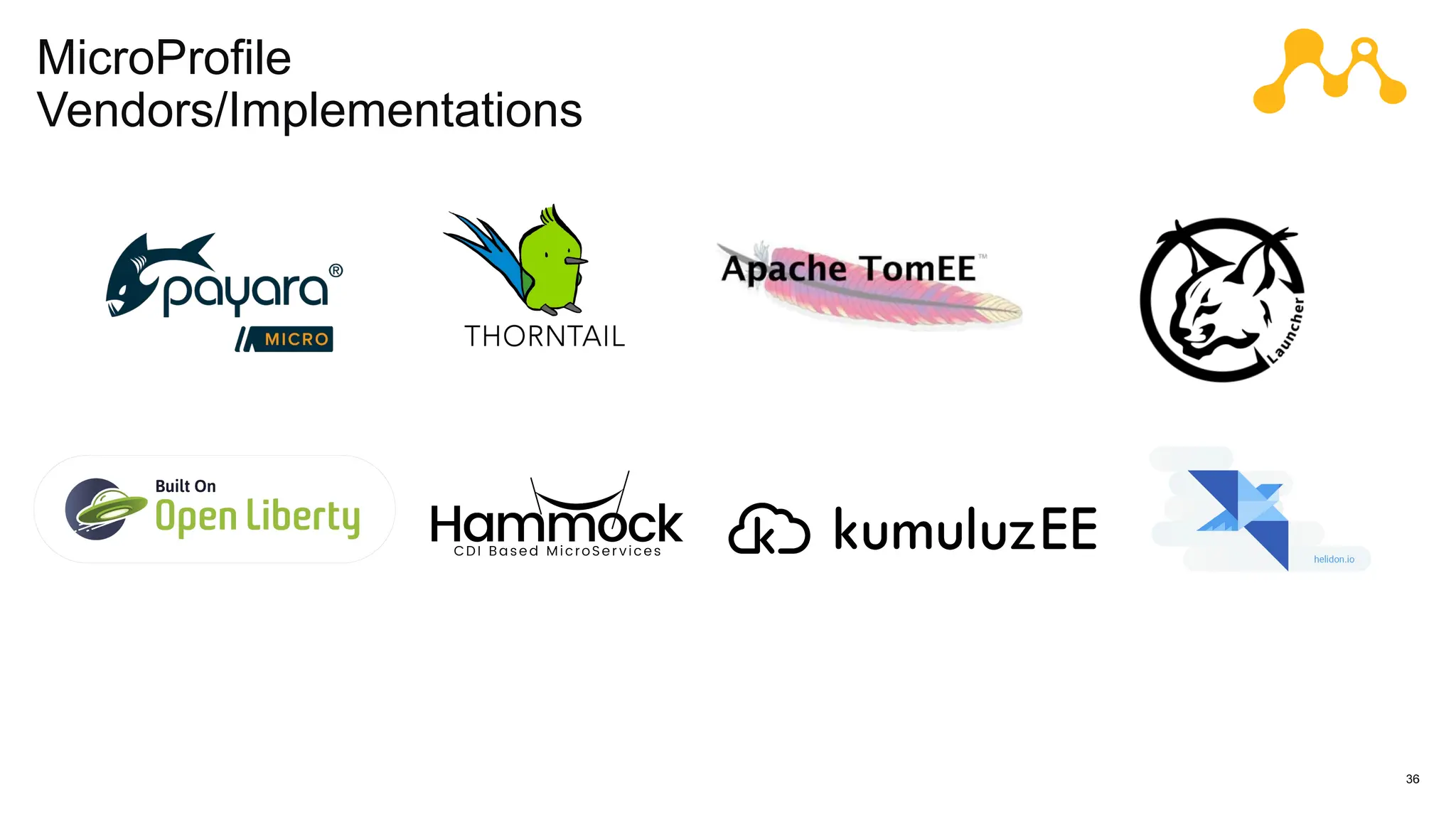 36
MicroProfile
Vendors/Implementations
 