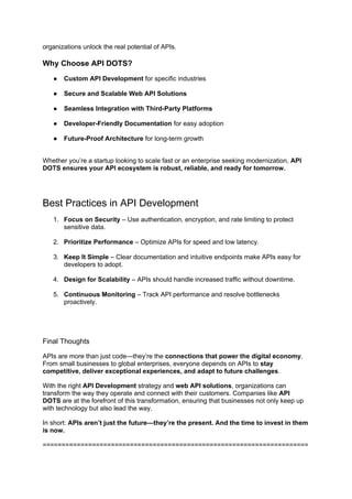 From Code to Connection_ Why API Development Matters More Than Ever. | PDF