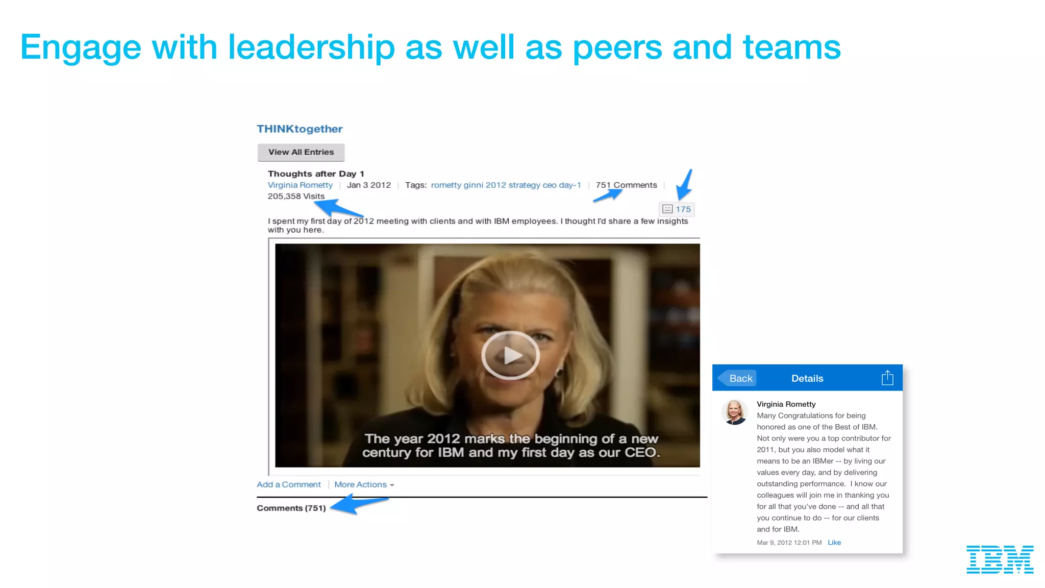 Engage with leadership as well as peers and teams
 