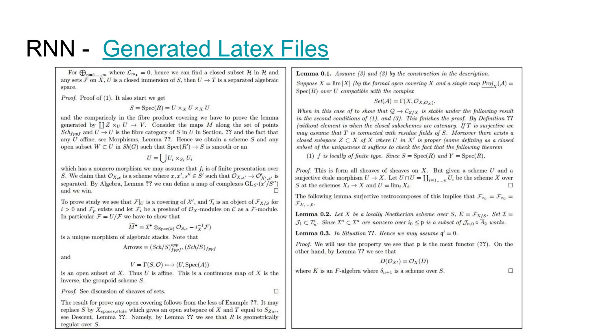 RNN - Generated Latex Files
 