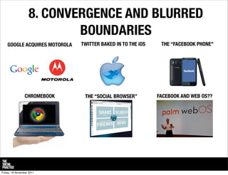 8. CONVERGENCE AND BLURRED
                            BOUNDARIES
    GOOGLE ACQUIRES MOTOROLA   TWITTER BAKED IN TO THE i...