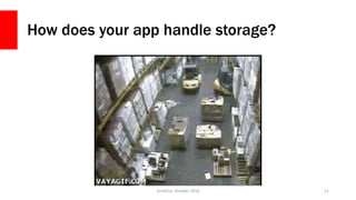 How does your app handle storage?
ZendCon, October 2016 11
 