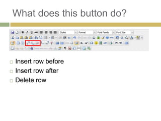 What does this button do?



   Insert row before
   Insert row after
   Delete row
 