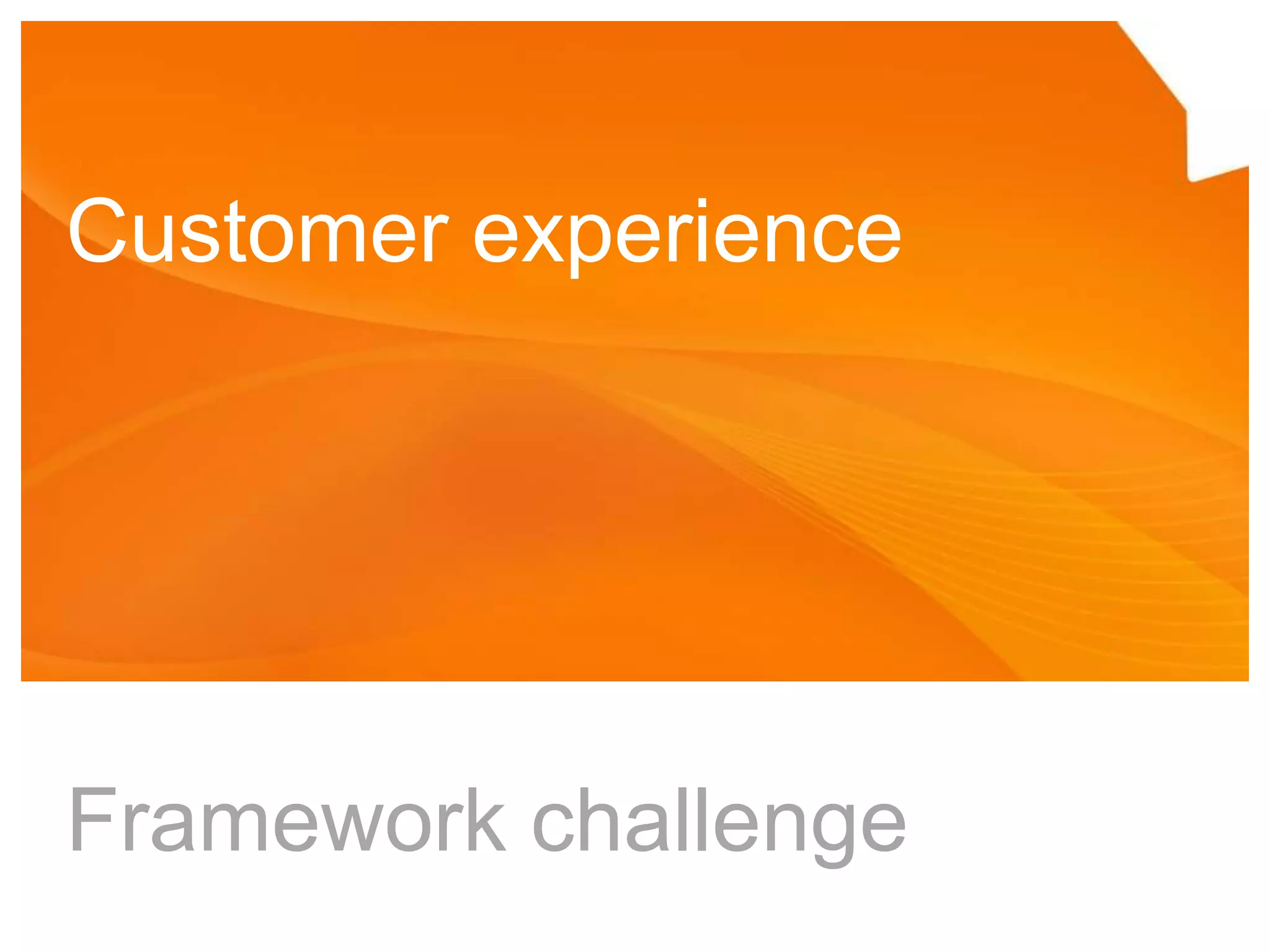 Customer experienceFramework challenge