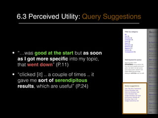 6.3 Perceived Utility: Saved Results
• “most useful in the end” (P.12)
• “At the start [I was] saving a lot of
general thi...