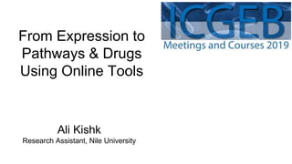 From Expression to
Pathways & Drugs
Using Online Tools
Ali Kishk
Research Assistant, Nile University
 