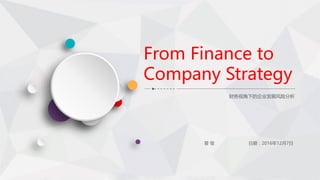 From Finance to
Company Strategy
财务视角下的企业发展风险分析
曾 俊 日期：2016年12月7日
 