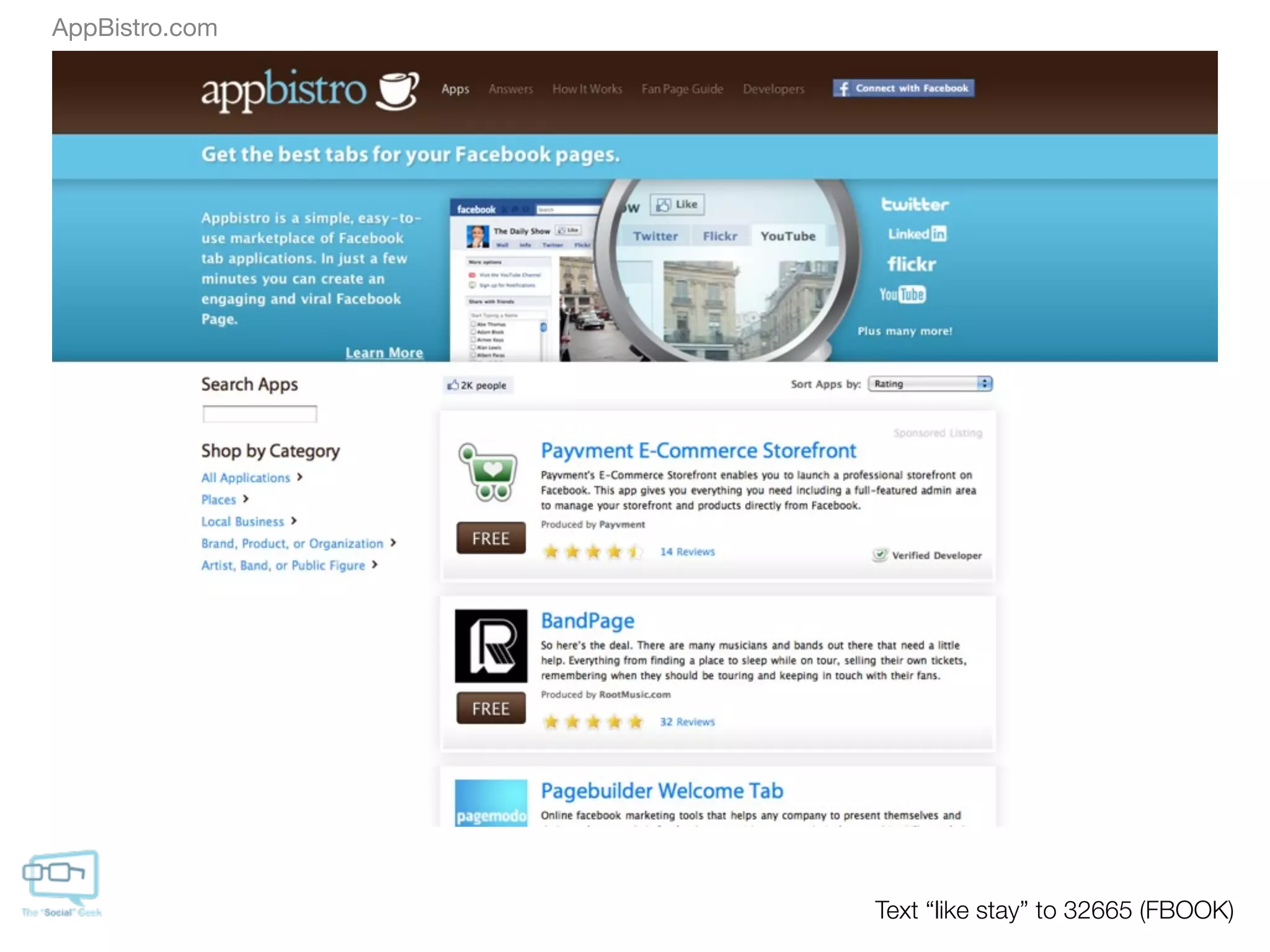 AppBistro.com




                Text “like stay” to 32665 (FBOOK)
 