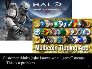 Customer thinks (s)he knows what “game” means. 
This is a problem. 
48 
 