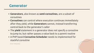 From Generator to Fiber the Road to Coroutine in PHP | PDF