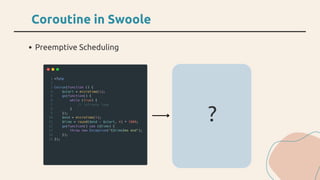Coroutine in Swoole
Preemptive Scheduling
?
 