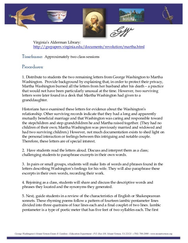George Washington S Letter To Martha June George Washington S Letter To Martha June