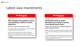 Latest Java Investments
 