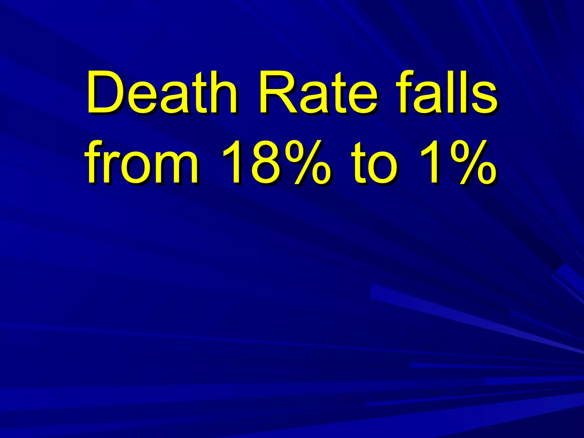 Death Rate fallsDeath Rate falls
from 18% to 1%from 18% to 1%
 