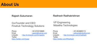 About Us
Rajesh Sukumaran
Co-Founder and CEO
Finahub Technology Solutions
Phone : +91-9745108885
Email : rajesh@finahub.co...