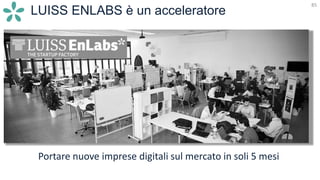 85
LUISS ENLABS è un acceleratore
Portare nuove imprese digitali sul mercato in soli 5 mesi
 