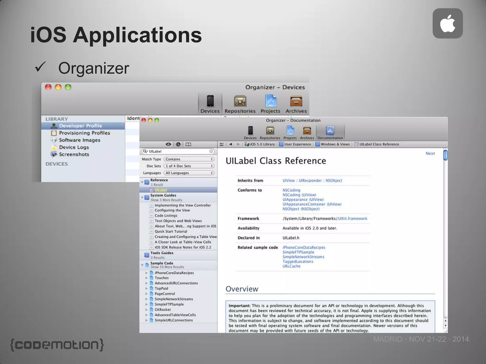 MADRID · NOV 21-22 · 2014 
iOS Applications 
Organizer  