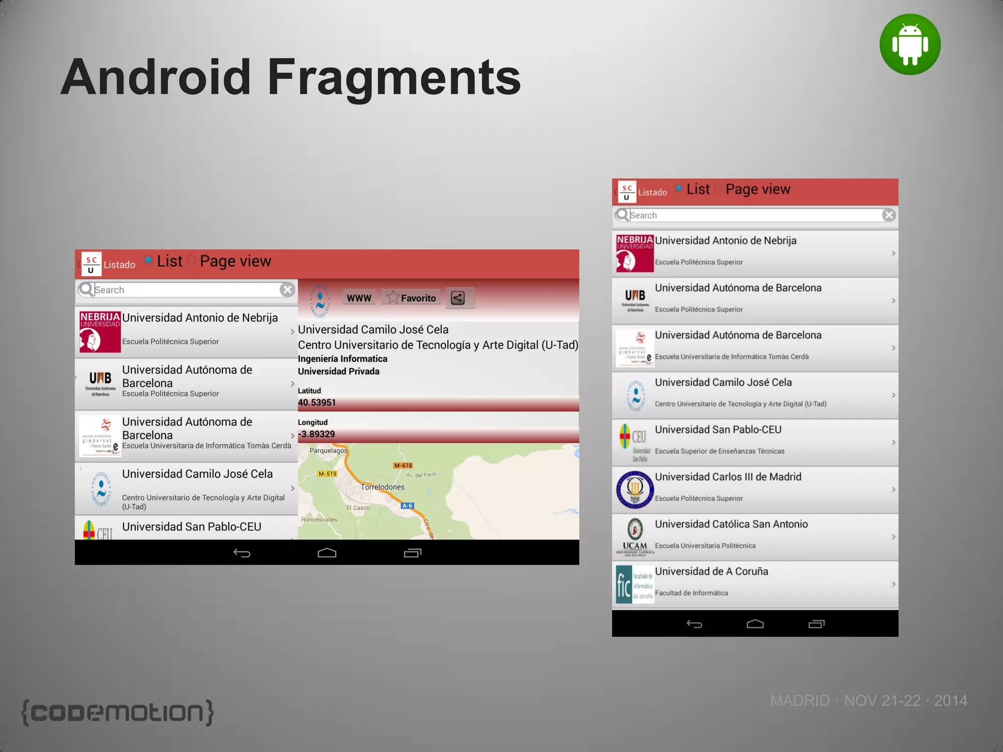 MADRID · NOV 21-22 · 2014 
Android Fragments  