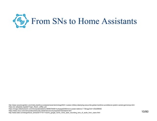10/80
From SNs to Home Assistants
http://www.navyrecognition.com/index.php/focus-analysis/naval-technology/5041-russian-military-deploying-sosus-like-global-maritime-surveillance-system-named-garmoniya.html
https://en.wikipedia.org/wiki/Trojan_Room_coffee_pot
https://image.slidesharecdn.com/micropowerstations-090907045814-phpapp02/95/micro-power-stations-7-728.jpg?cb=1252299559
https://www.cisco.com/c/en/us/about/security-center/secure-iot-proposed-framework.html
http://www.slate.com/blogs/future_tense/2017/10/11/some_google_home_minis_were_recording_tons_of_audio_from_users.html
 