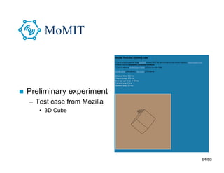 64/80
MoMIT
 Preliminary experiment
– Test case from Mozilla
• 3D Cube
 